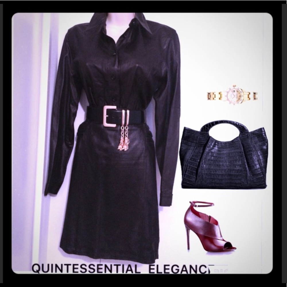 W LONDON Perforated Leather Skirt